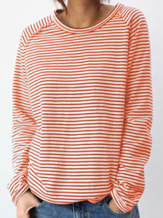 Vielseitiges Damen Longsleeve gestreift, bequemes Langarmshirt mit Rundhals für modische Freizeit-Outfits.