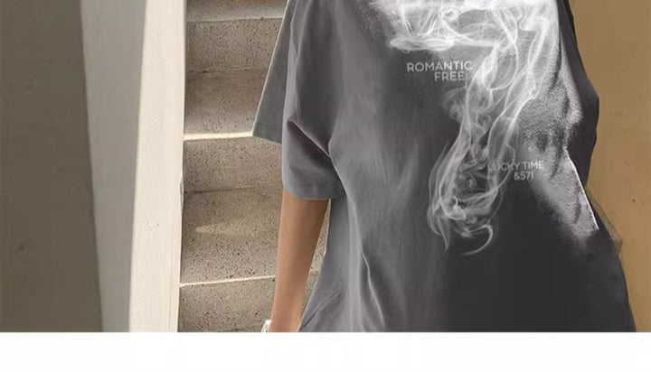Lässiges Herren Sommer T-Shirt, Übergröße, locker, Buchstabe Print, schwarz, bequem.