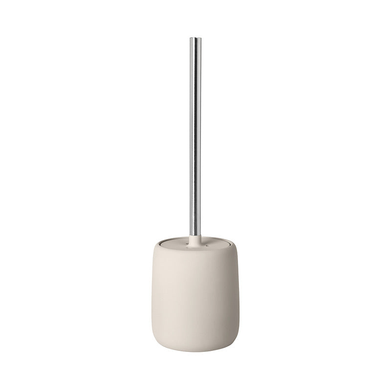 Design Toilettenbürste, mattgrau, mit stabilem Halter für eine saubere Toilette.
