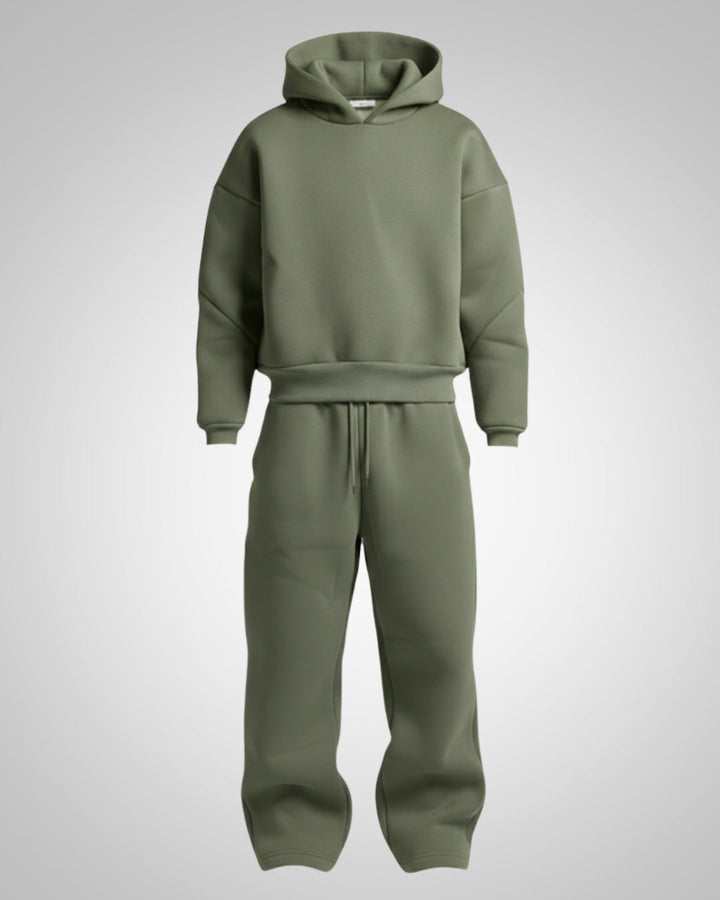 Herren Oversized Hoodie Trainingsanzug Set in Grün, bequem und vielseitig kombinierbar, aus weichem Stoff.