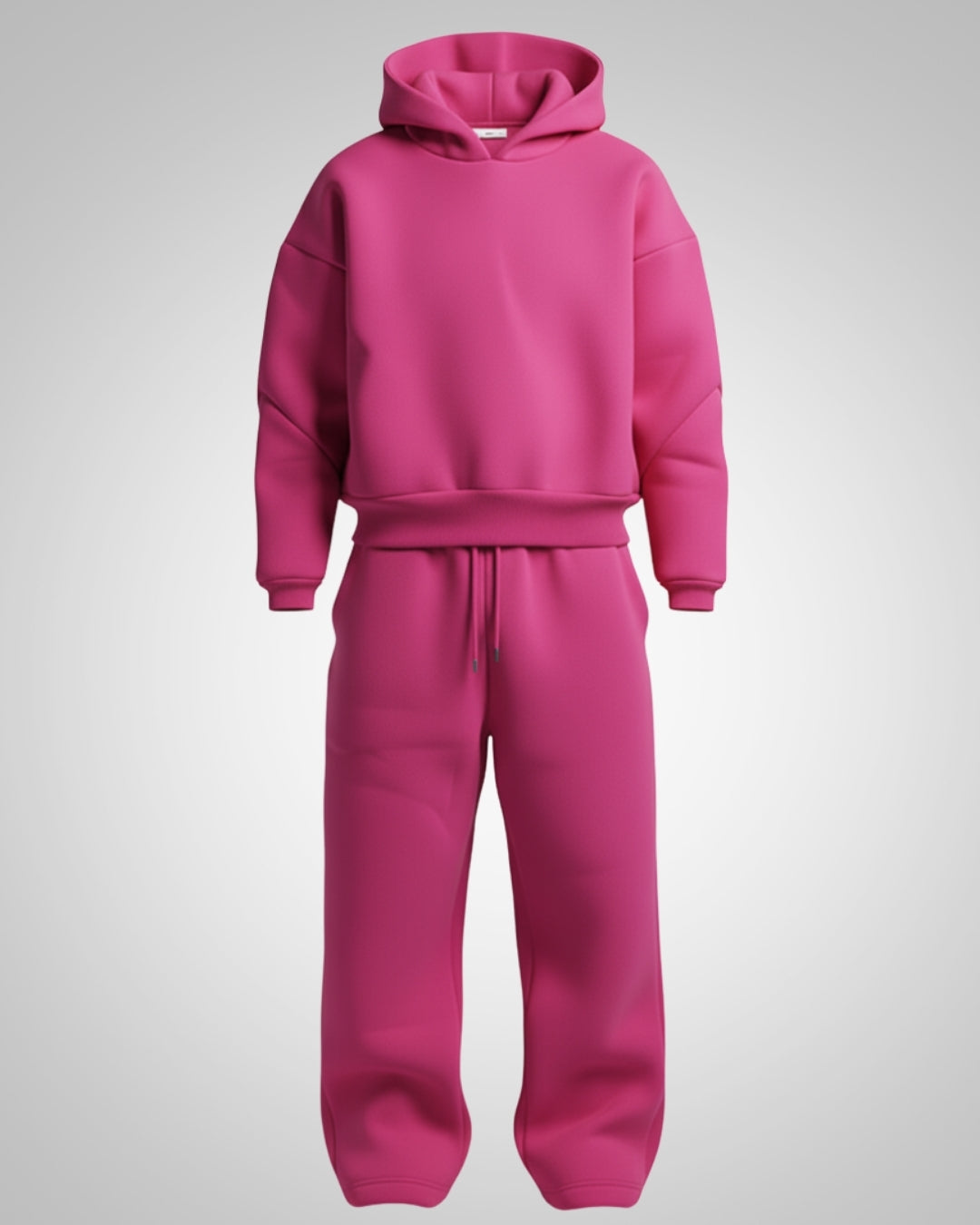 Nahaufnahme des Oversized Hoodies mit Kängurutasche und verstellbarer Kapuze.