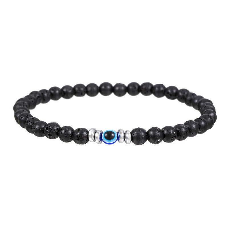 Herren-Schutzarmband mit 4mm Natursteinen, Bösem Auge, aus Onyx und Tigerauge.