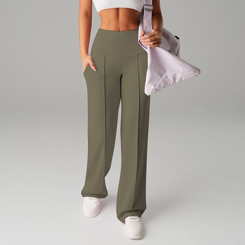 Elegante Damenhose mit geradem Bein, High Waist, unifarben. Ideal für Business & Freizeit.