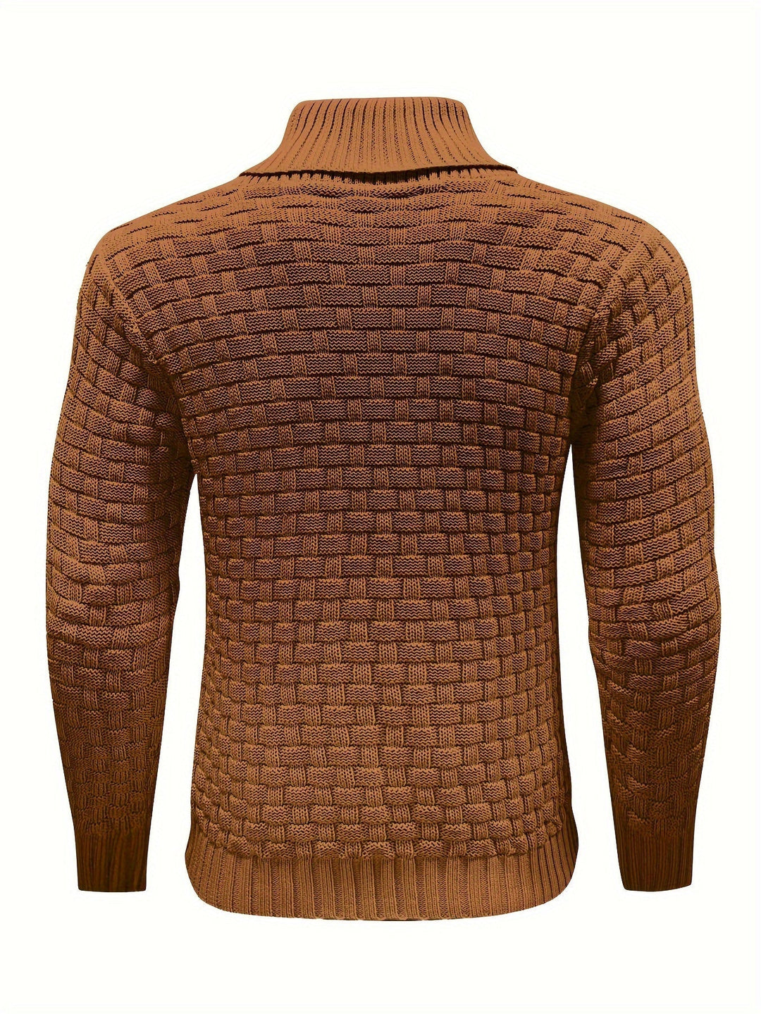 Männlicher Schalkragen Pullover mit Waffelstruktur. Stilvoll, bequem, warmer Langarm.