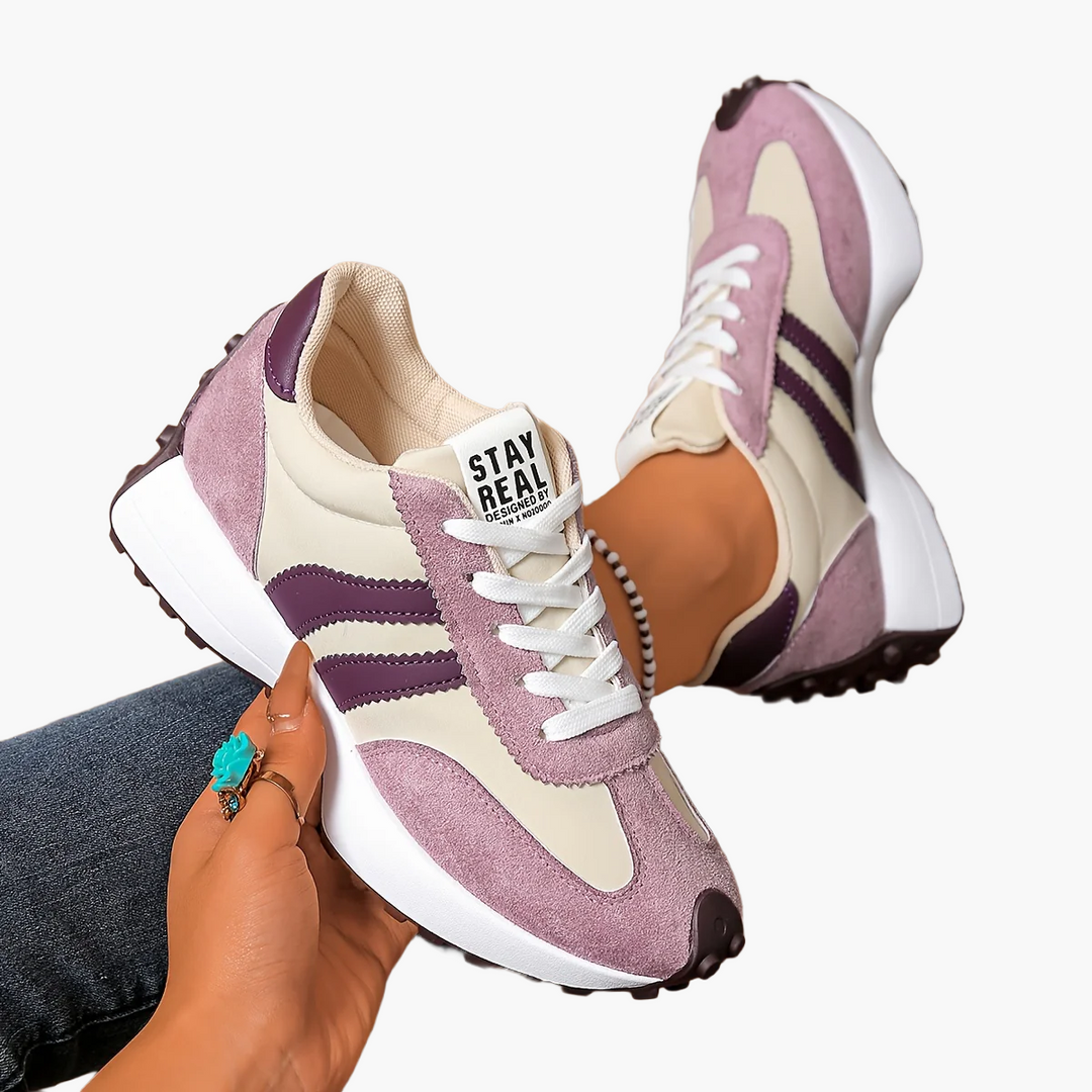 Bequeme Damen Freizeitschuhe im Retro-Design mit Streifen, Low-Top Turnschuhe für den Sommer.