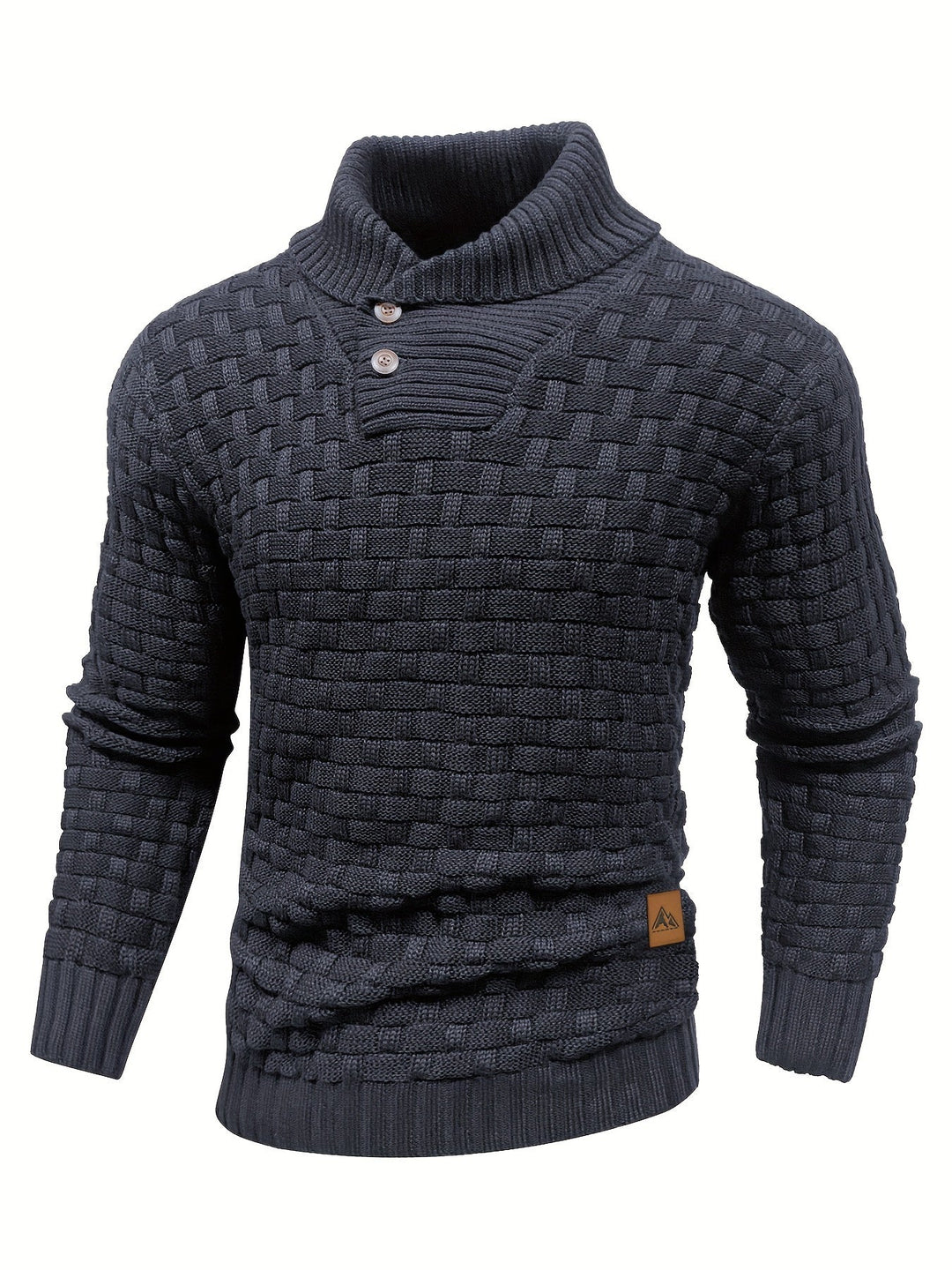 Herren Schalkragen Pullover. Waffelstruktur, warmer Langarm für die kalte Jahreszeit.