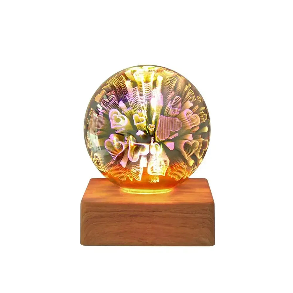 Elegante Kristallkugel Dekolampe mit 3D-Feuerwerk-LED-Licht, perfekte Geschenkidee für Schlafzimmer & Wohnzimmer.