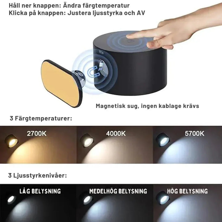 Innovative kabellose LED Wandleuchte mit Magnet, Fernbedienung, Akku & flexibler Lichtsteuerung für jeden Raum.