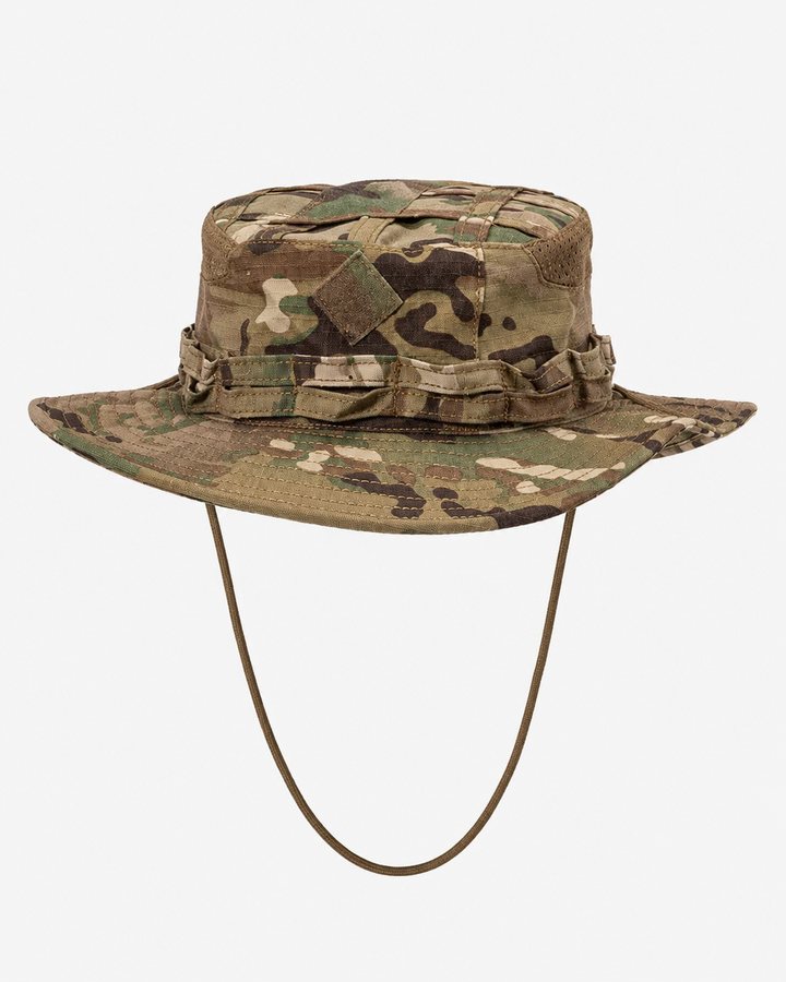 Vielseitiger Boonie Hut in Camouflage, ideal für Wandern, Angeln und Camping. Perfekter Outdoor-Begleiter.