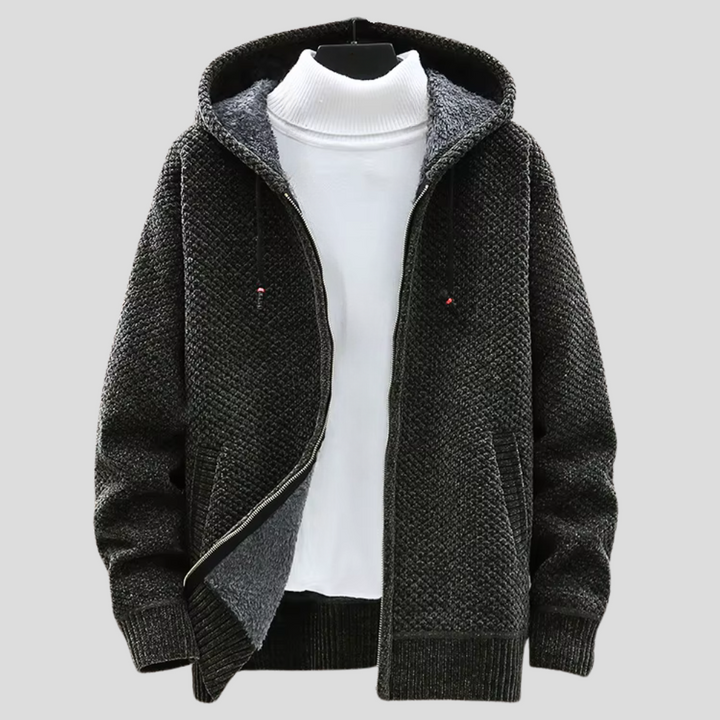 Warme grüne Herren-Freizeitjacke mit Kapuze, gemütlicher Hoodie für kühle Tage & stilvolle Alltagskleidung.