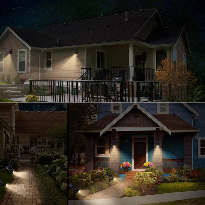Wetterfester Solar-LED-Spotlight für ganzjährige Gartenbeleuchtung. Robust und langlebig für außen.