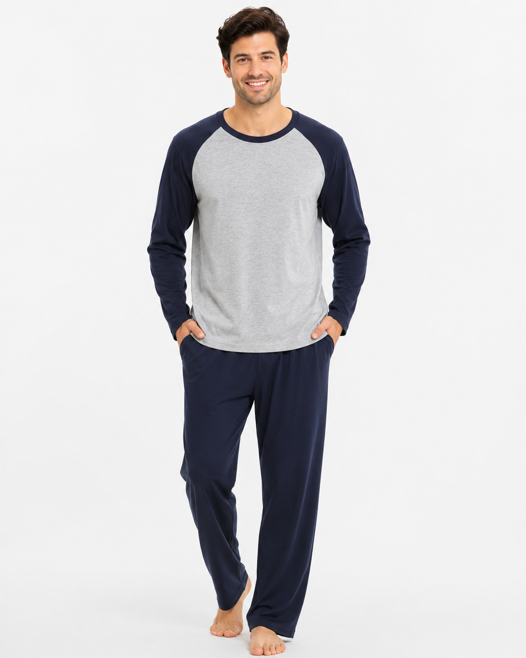 Herren Modal Pyjama Set, weich und atmungsaktiv, ideal für Frühling und Sommer. Komfortabler Zweiteiler.