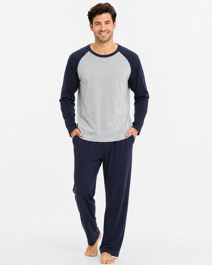 Herren Modal Pyjama Set, weich und atmungsaktiv, ideal für Frühling und Sommer. Komfortabler Zweiteiler.