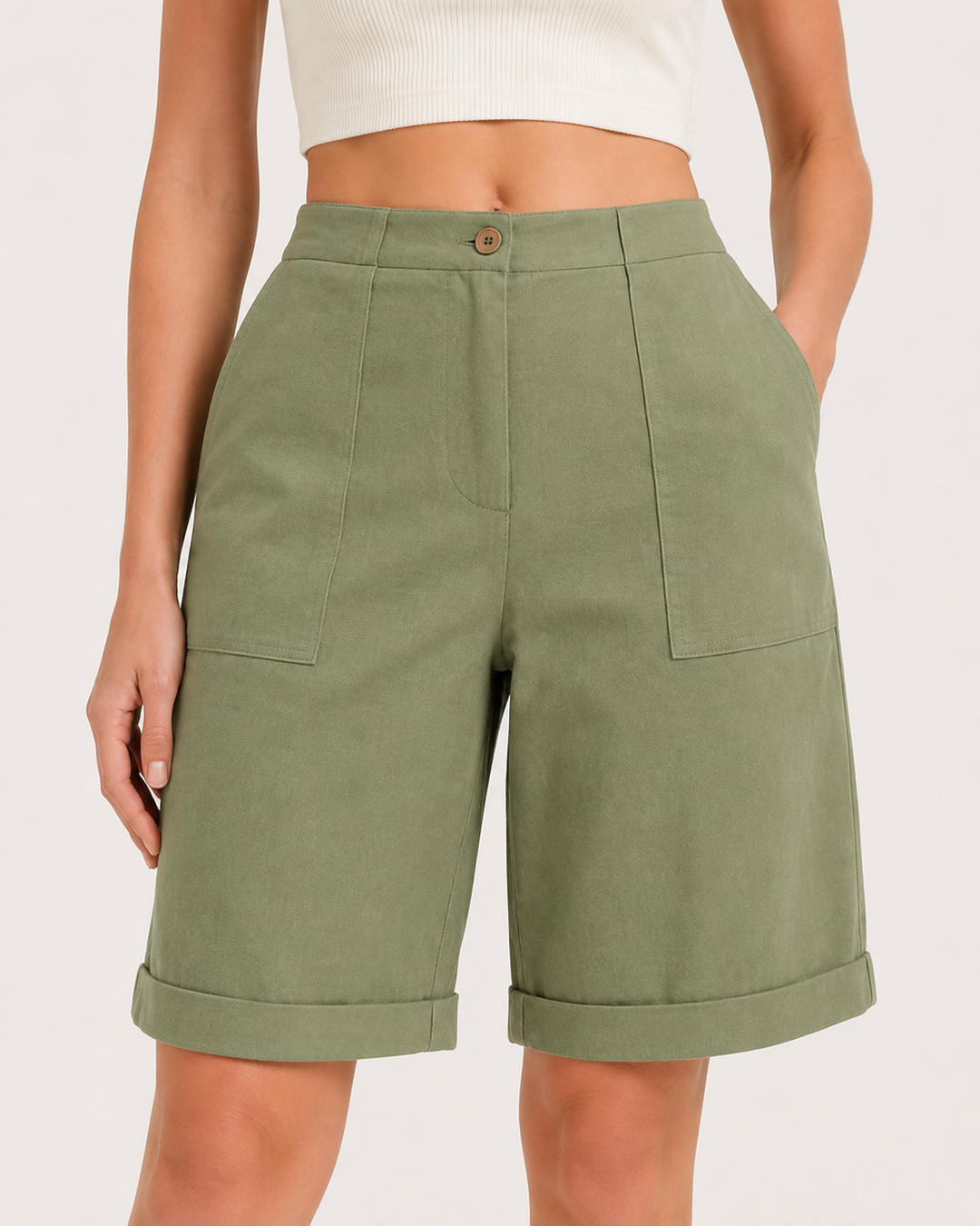 Stilvolle weite Damen Sommer Shorts mit hohem Bund, perfekt für Freizeit & Alltag. Lockerer, ultra-bequemer Schnitt.