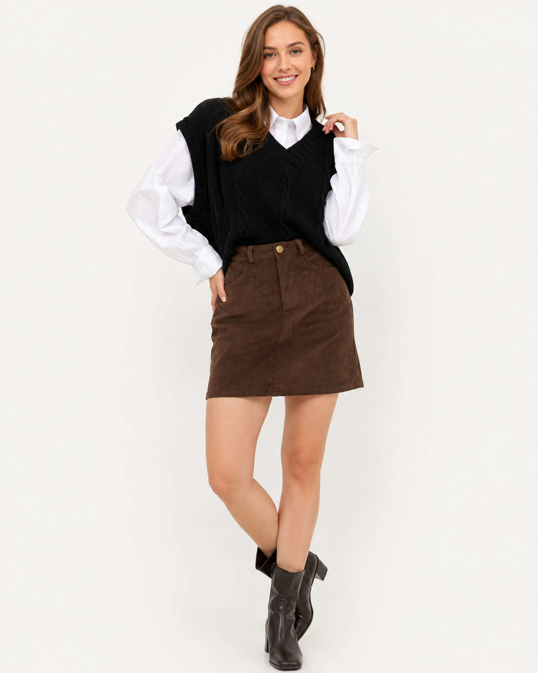 Damen A-Linien Minirock mit hohem Bund. Dieser elegante Rock ist schmeichelhaft und bequem für jede Garderobe.