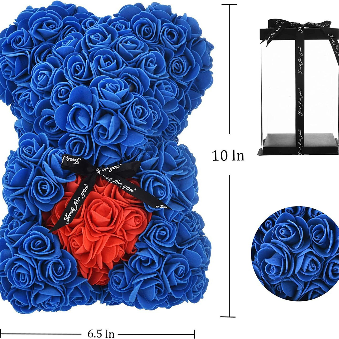 Wunderschöner Rosenbär aus Schaumstoffrosen als Home Decor. Handgemachtes und liebevolles Geschenk für jeden Anlass.