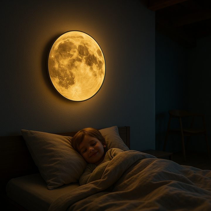 Sanftes Nachtlicht: Dimmbare 3D-Mondlampe, ideal als Schlafzimmerlampe für beruhigendes Ambiente.