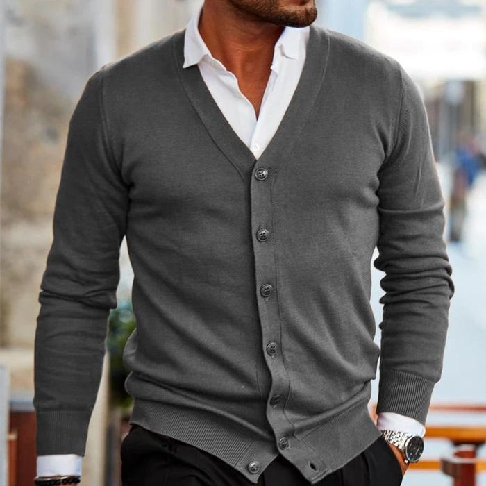 Vielseitige Herrenstrickjacke für jeden Anlass. Lässiger und eleganter Cardigan mit Langarm für Komfort & Stil.