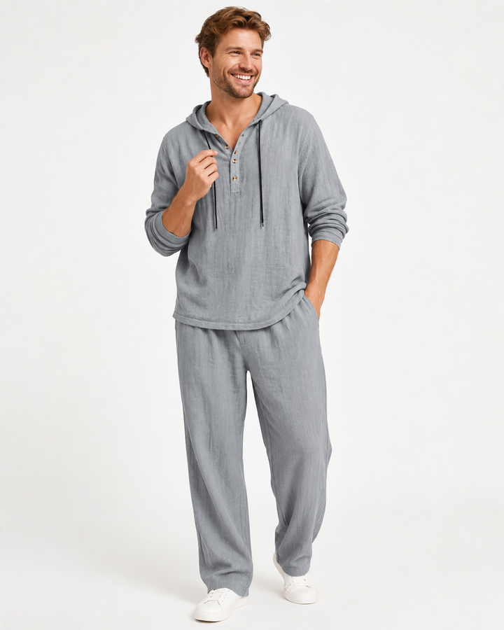Herren Kapuzenanzug Set, locker & bequem für Freizeit & Sommer, in modernem Design.