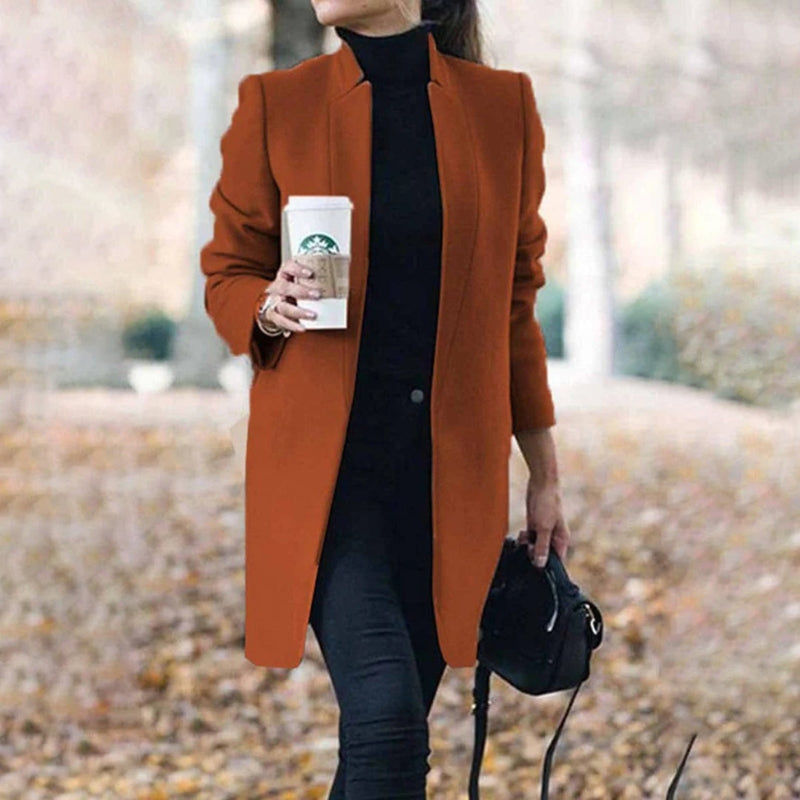 Damen Winter Langmantel mit Reverskragen, klassisch elegant, für einen schicken und warmen Look.