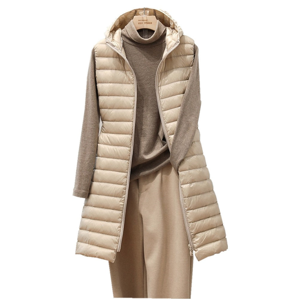 Warmer, gesteppter langer Damen Bodywarmer "Rianne". Perfekte Übergangsjacke für kühle Herbst- und Wintertage.