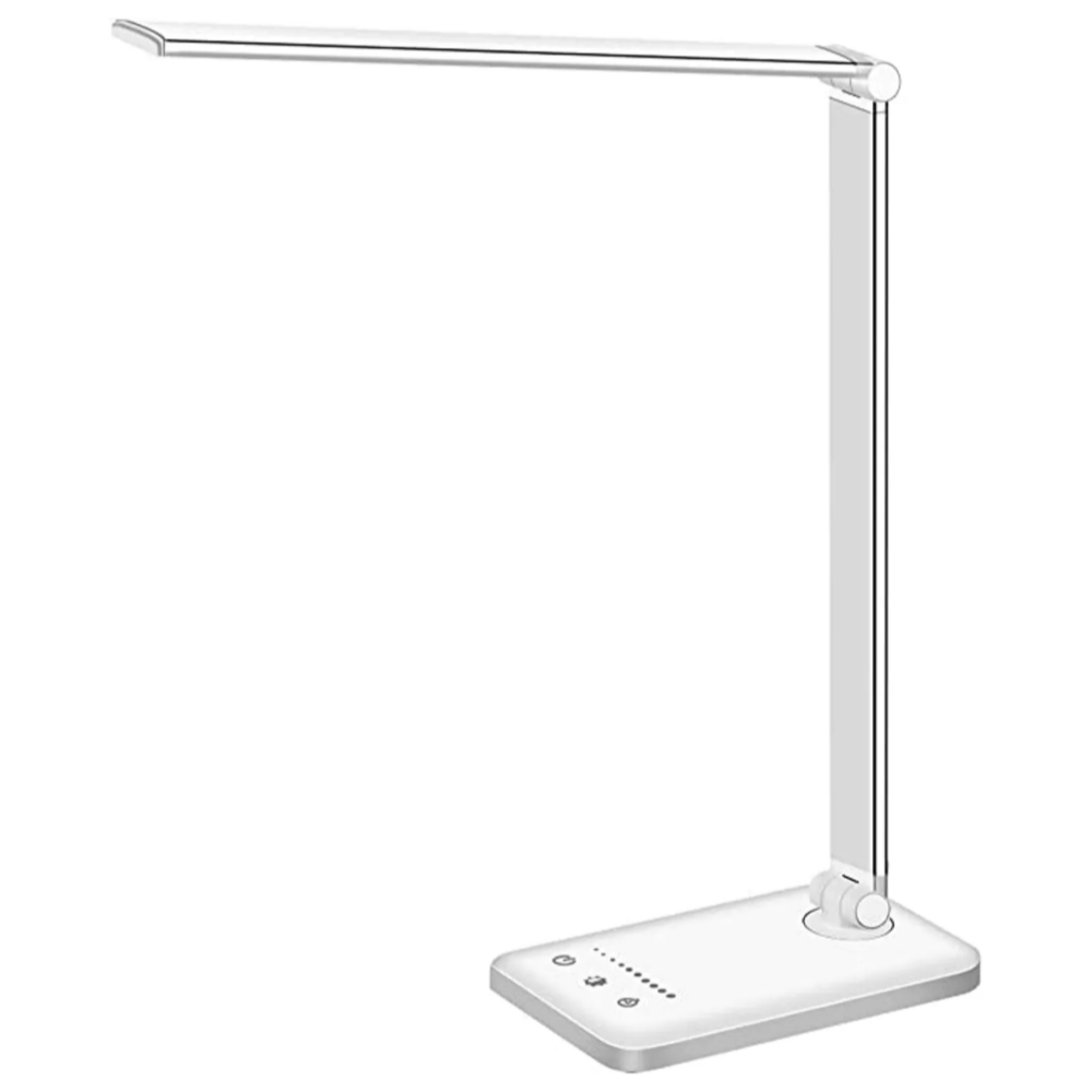 Dimmbare LED-Schreibtischlampe, modern, mit USB-Anschluss, ideal für Lesen, Arbeiten & Entspannen.