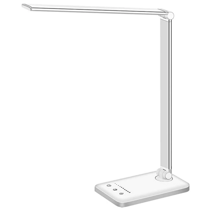 Dimmbare LED-Schreibtischlampe, modern, mit USB-Anschluss, ideal für Lesen, Arbeiten & Entspannen.