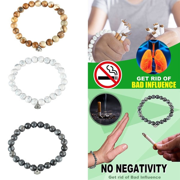 Stilvolles Unisex-Armband gegen Rauchen, fördert Detox und innere Ruhe mit Natursteinen.