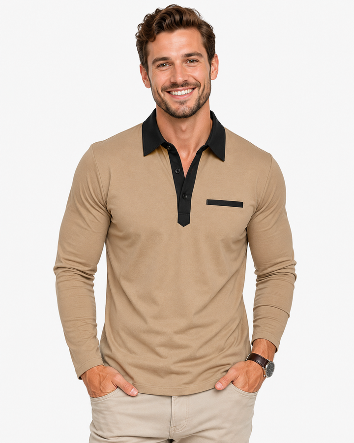 Bequemer Herren Frühling Langarm-Pullover mit stilvollem Kontrastkragen. Perfektes Freizeit Oberteil.