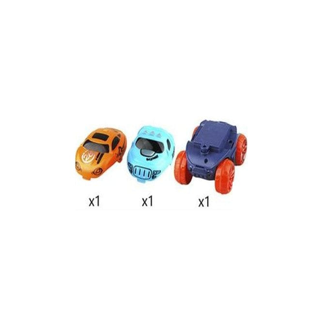 Magnetische Autorennbahn für Kinder mit leuchtenden Schienen, flexibel und kreativ.