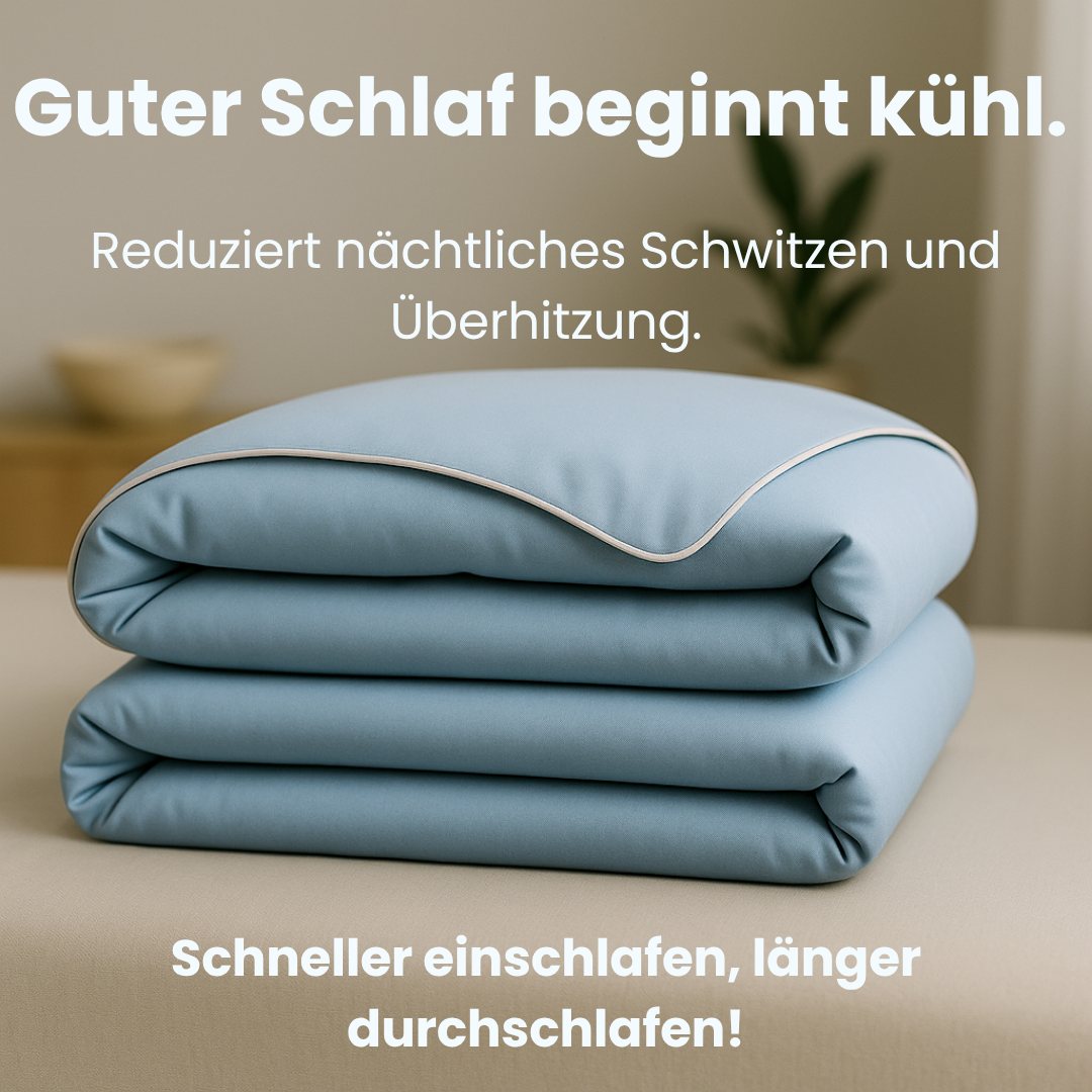 Die unisex Eisseide-Kühldecke reguliert die Temperatur für Komfort & erholsamen Schlaf.