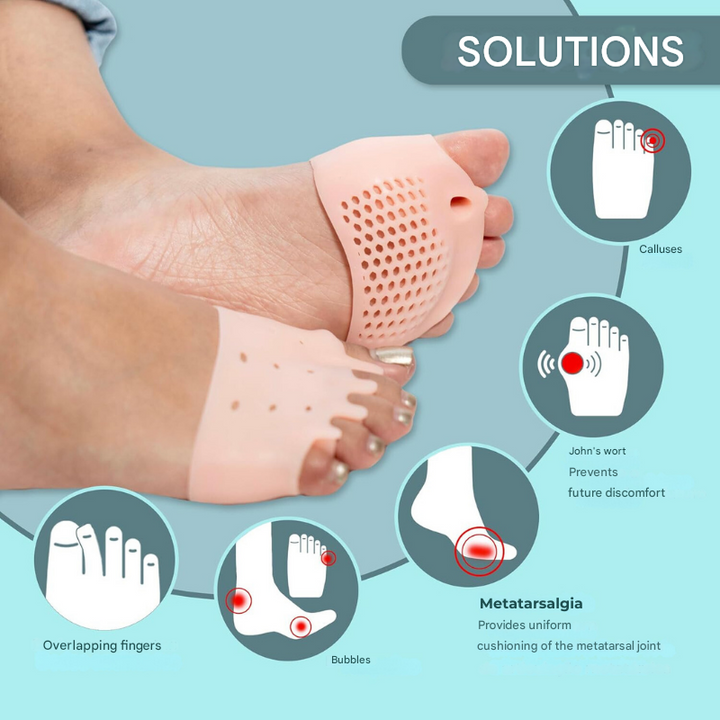 Podiora Zehenspreizer aus Silikon mit Kissenpads zur Linderung von Hallux Valgus und Ballenzeh Schmerzen.