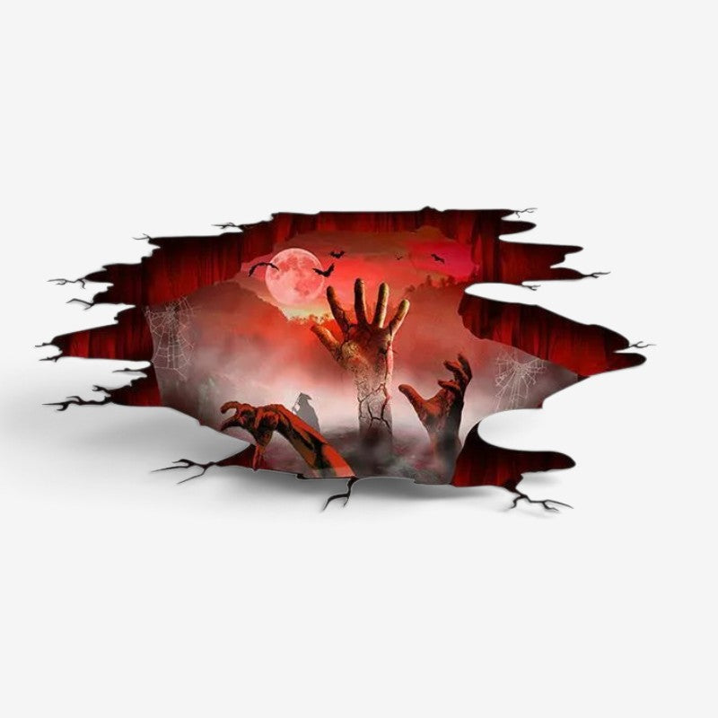 Entfernbare 3D Halloween PVC Aufkleber als Wand- oder Boden-Deko für eine gruselige Halloween Party.