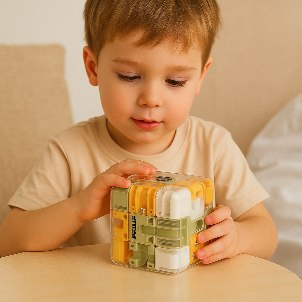Buntes 3D Labyrinthspiel mit süßen Tierformen für Kinder. Logik- & Feinmotorik-Training, als Lernpuzzle.
