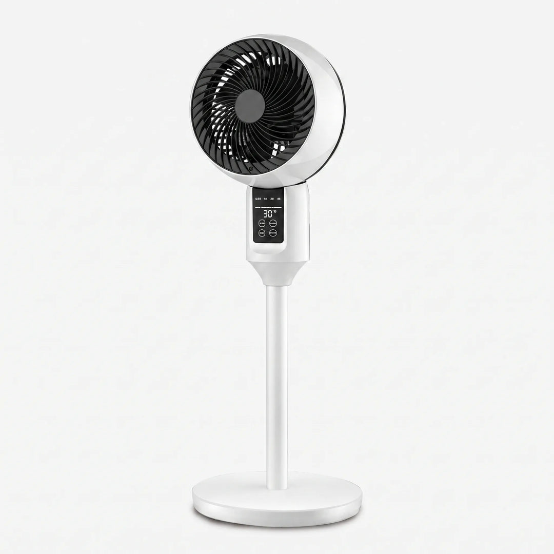 Höhenverstellbarer Zirkulationsventilator mit 3D-Luftstrom, perfekt für effektive Raumkühlung im Sommer.