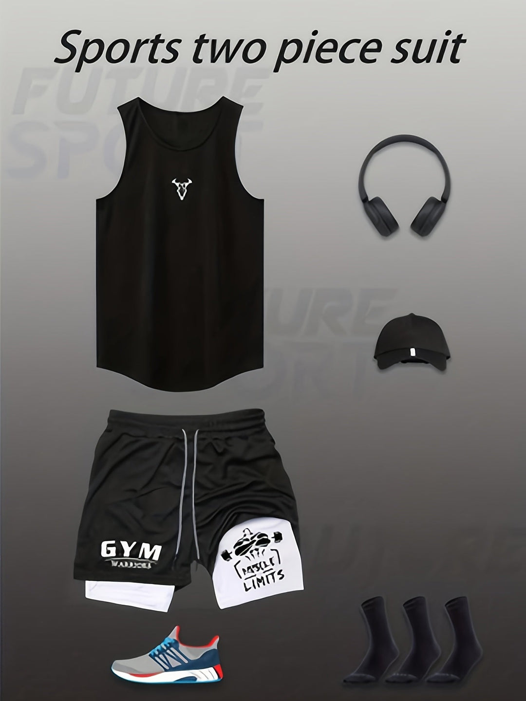 Funktionales Herren Sportoutfit: Leichtes Tanktop und lockere Shorts. Ideal für Gym und Outdoor-Workout.