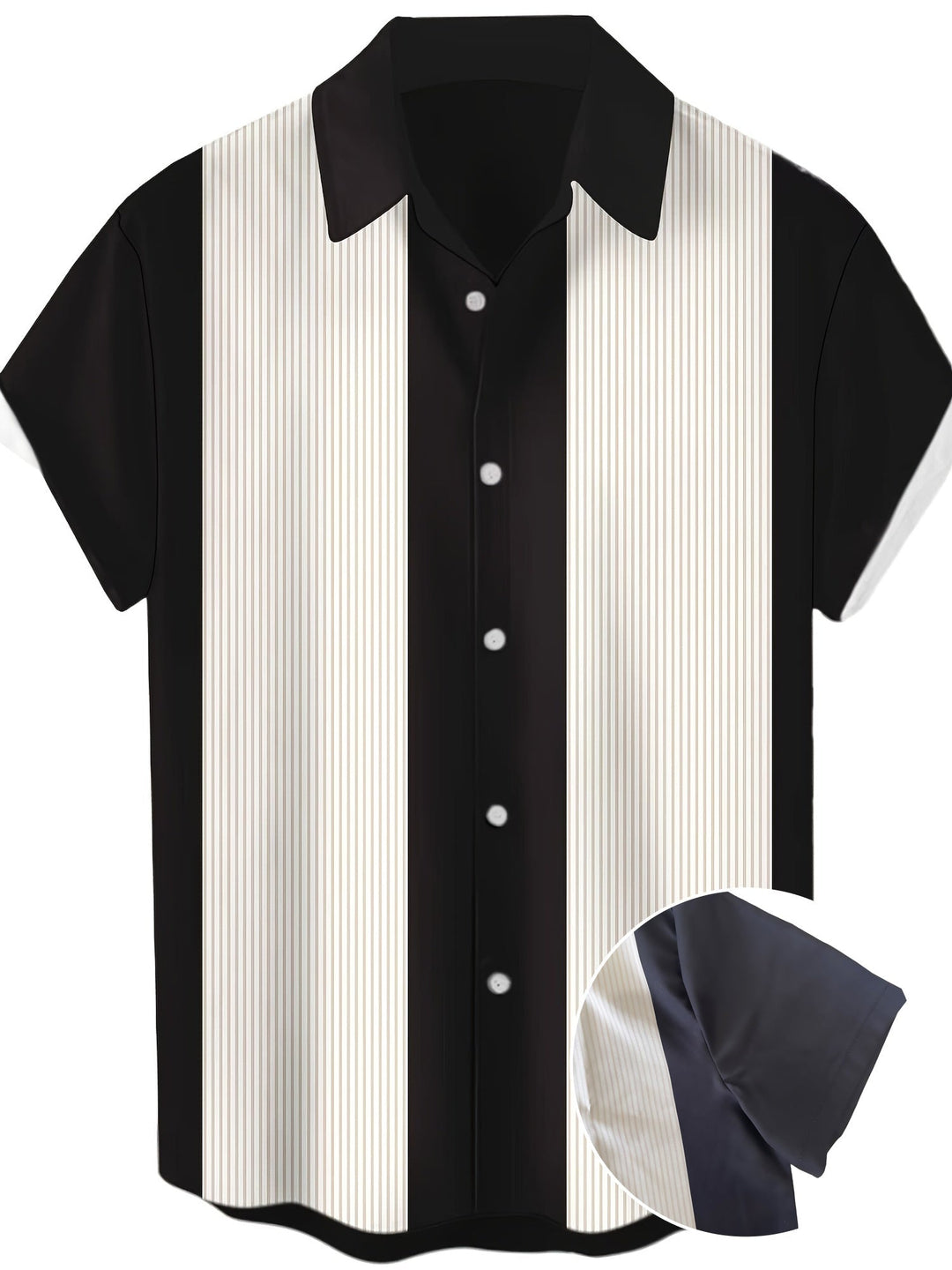 Herren Retro Bowlinghemd mit Streifen für lässigen Sommerstil. Perfekt für Freizeit & Urlaub.
