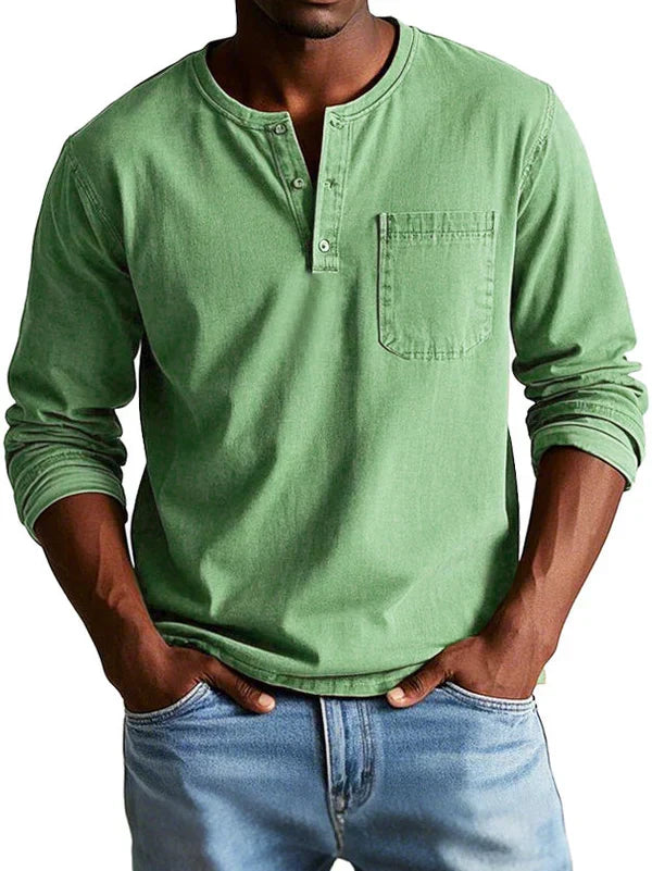 Herren Langarm-Henleyshirt, lässig und komfortabel, für den stilvollen Alltag.