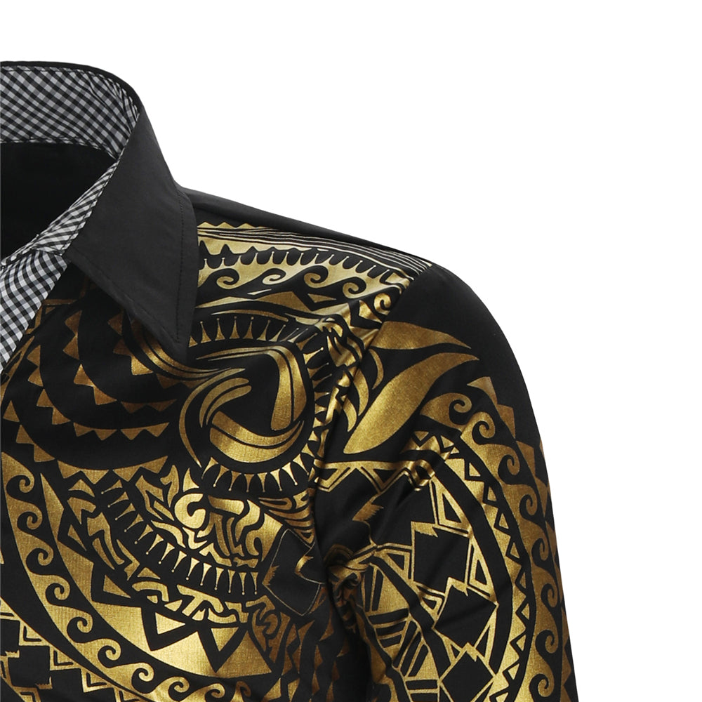 Stilvolles & modernes Herrenhemd Slim Fit mit goldenen Akzenten; elegantes Männershirt.