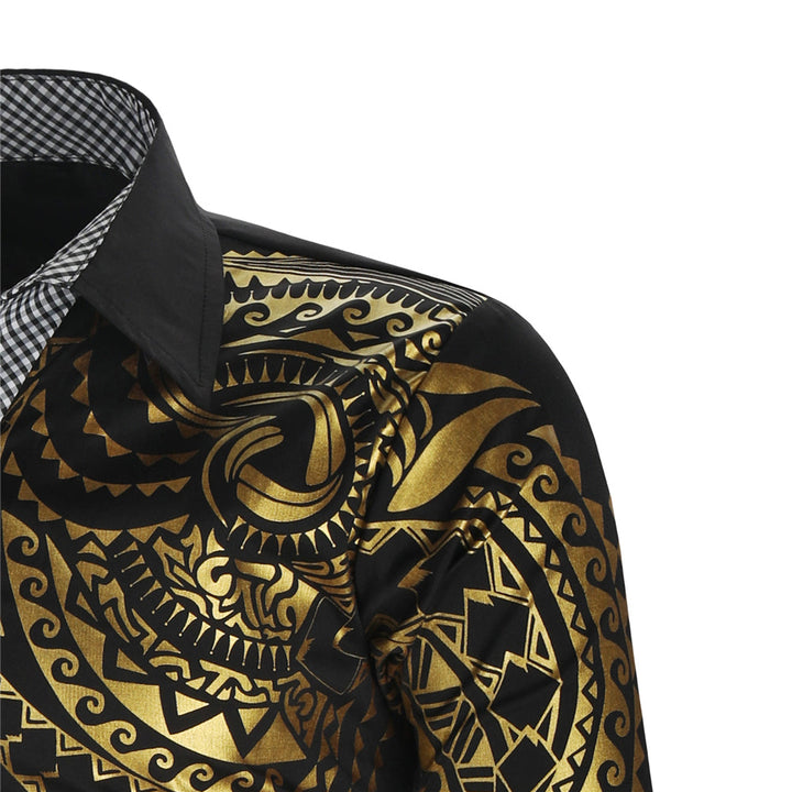 Stilvolles & modernes Herrenhemd Slim Fit mit goldenen Akzenten; elegantes Männershirt.