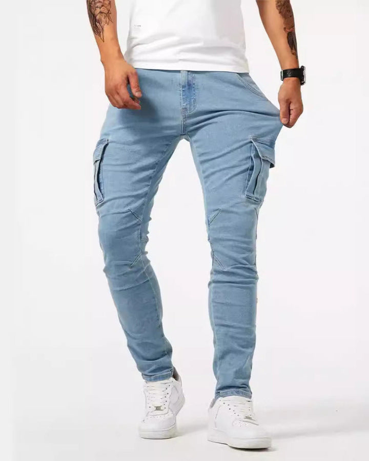 Herren Slim Fit Arbeitshose mit praktischen Cargotaschen, ideal für Freizeit & Alltag.