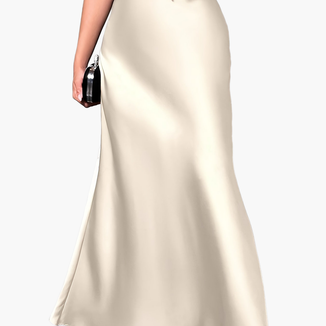 Moderner Damen Maxirock mit Satin-Finish, hoch sitzend, schafft eine feminine Silhouette für den Abend.