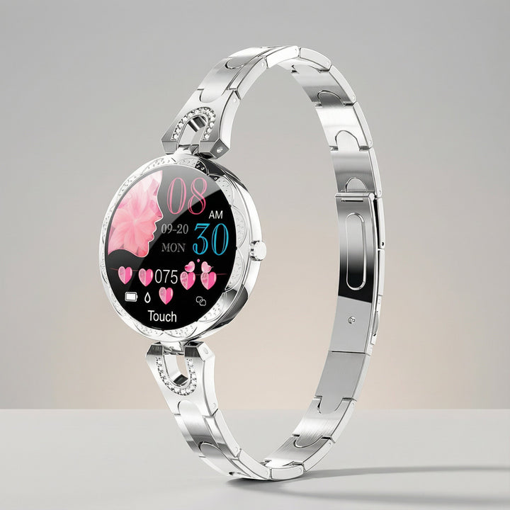 Elegante Damen Smartwatch als perfektes Geschenk, stilvoller Begleiter für Sport und Freizeit.