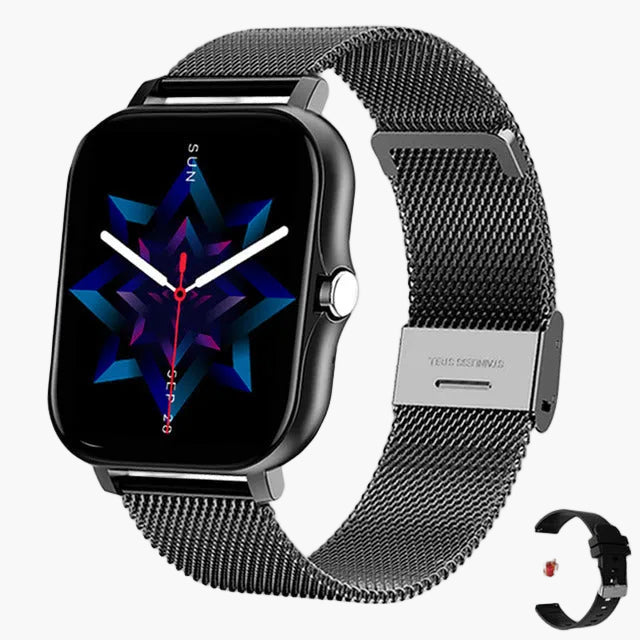 Vielseitige Damen Smartwatch mit Fitness-Tracking, Herzfrequenz, Schlafmonitor & Benachrichtigungen für iOS/Android.