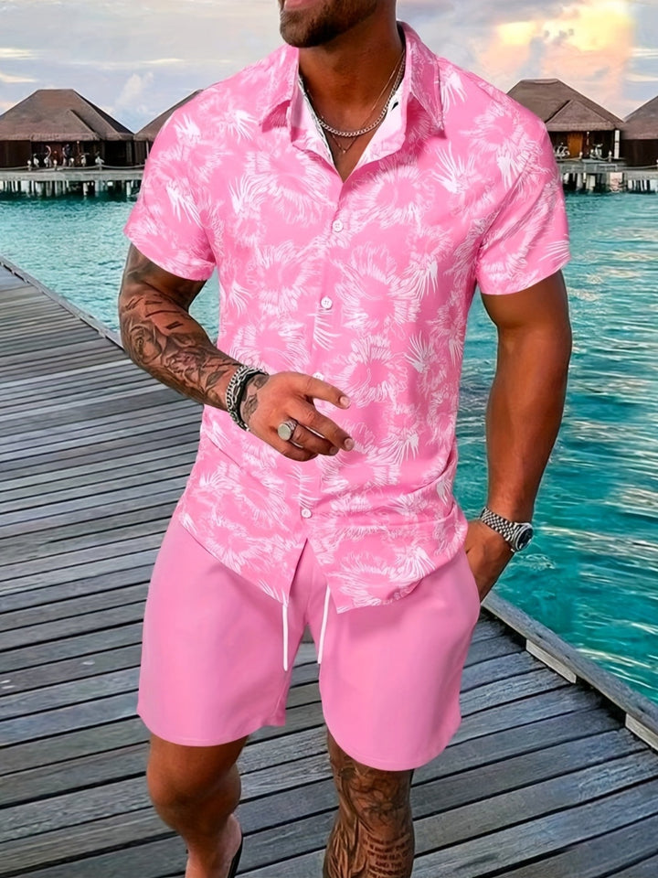 Herren Shorts-Set: Komfortabler Zweiteiler mit Kurzarmhemd & Shorts, ideal für warme Sommer.