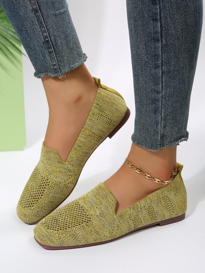 Orthopädische Damen Slipons Isabella: Komfortable Strick-Ballerinas, atmungsaktiv, leicht & rutschfest für Alltag.