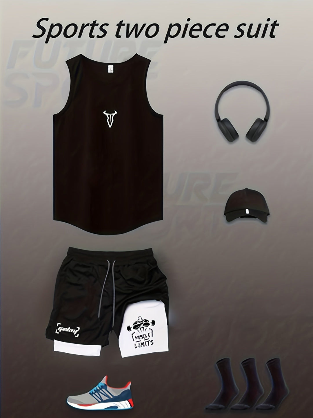 Atmungsaktives Herren Tanktop und Shorts Set. Perfekte Sportbekleidung für intensive Trainingseinheiten.