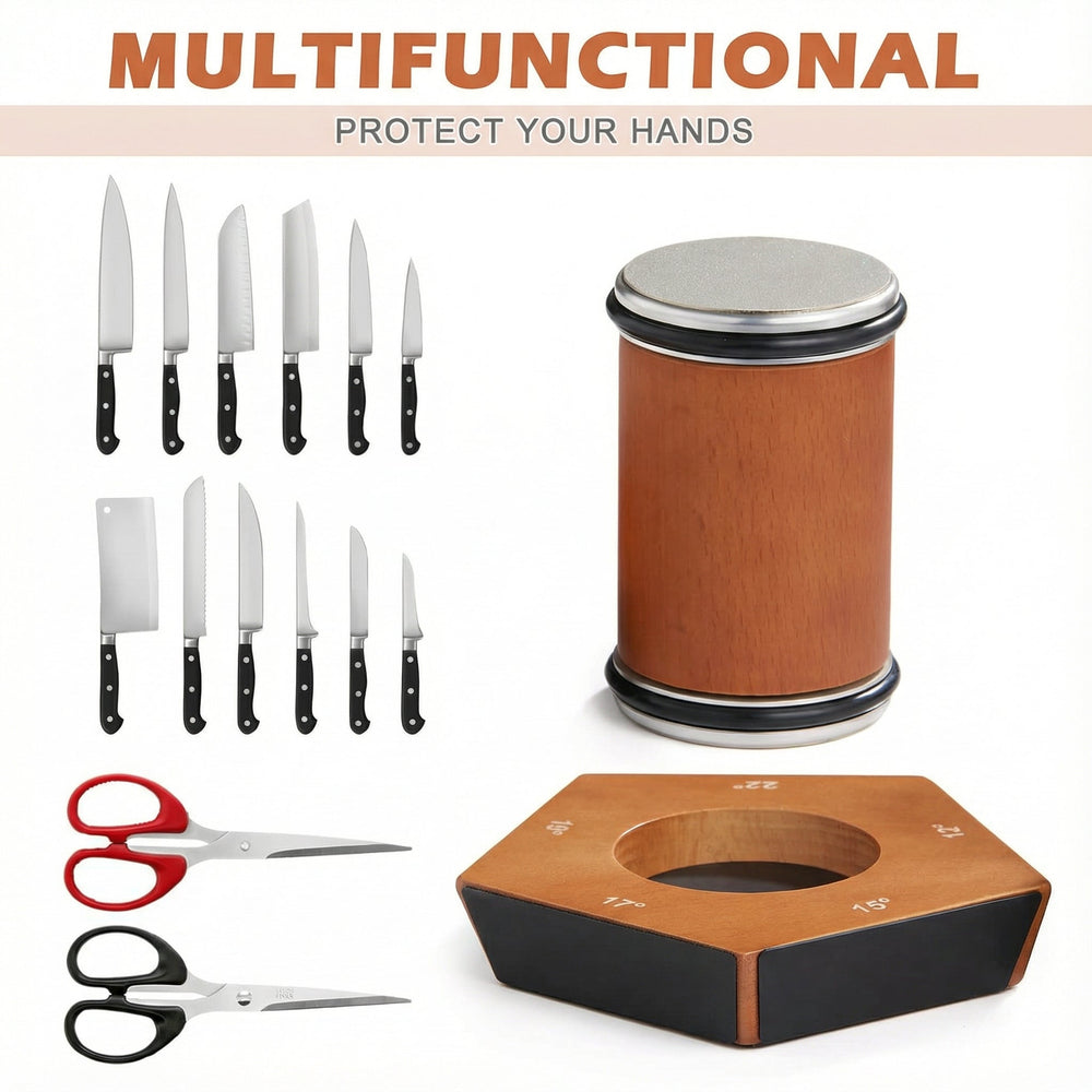 Präzisions-Rollschärfer für Küchenmesser. Manueller Diamantschärfer mit magnetischer Führung.