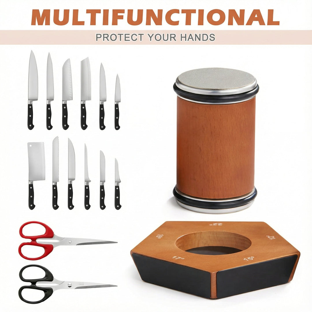 Präzisions-Rollschärfer für Küchenmesser. Manueller Diamantschärfer mit magnetischer Führung.