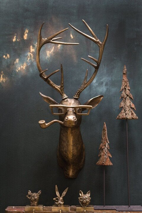 WallCritters handbemalte Resin-Wanddekoration: verspielter Tierkopf, schöne Dekoidee.